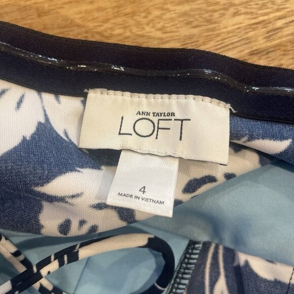 Ann Taylor LOFT Halter Dress Womens M Sleeveless Midi Floral Stretch Hawaiian - Picture 9 of 12